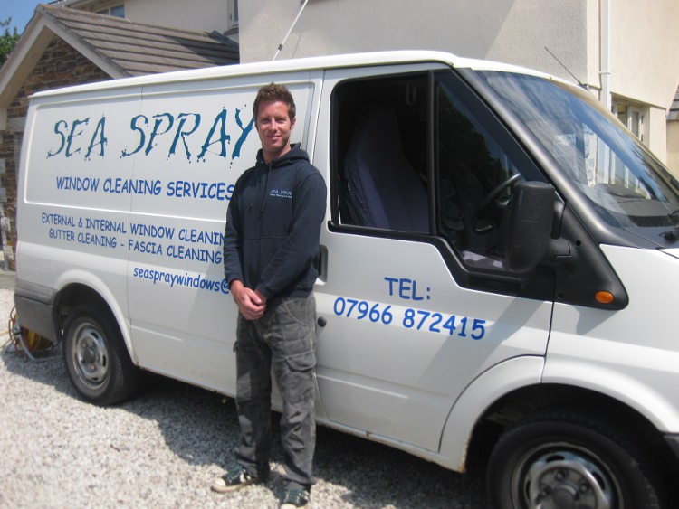 Ryan from Seaspray, about to start work providing Window Cleaning services to North Cornwall